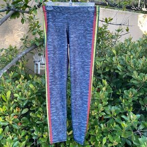 TEREZ Heathered Gray Leggings w/Colorful Side Stripes. Size Medium. EUC!
